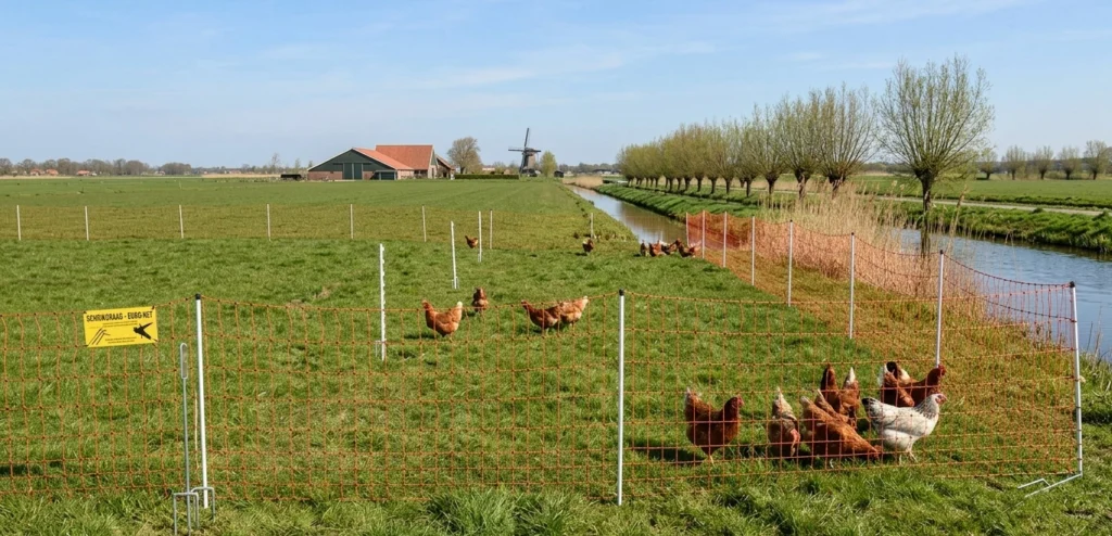 Pluimvee net met paal